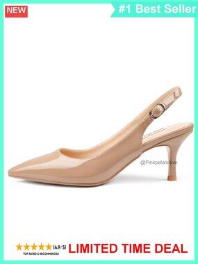 Slingback Kitten Heels Pointed Toe Pumps with Bow Detail